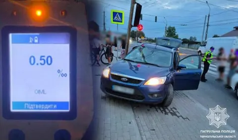 У Тернополі п'яний водій Ford протаранив Opel і зніс світлофор