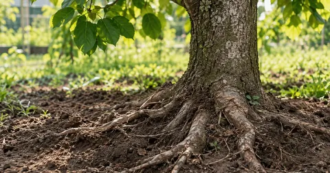 Коріння фруктових дерев вилізло з землі: засипати чи замульчувати